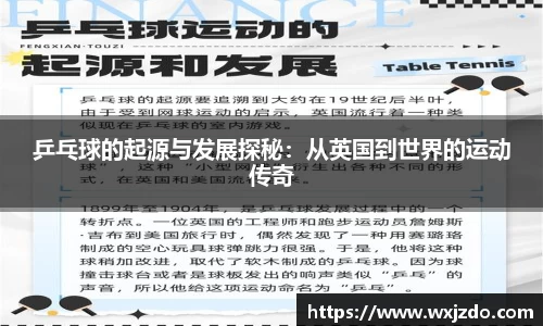 乒乓球的起源与发展探秘：从英国到世界的运动传奇