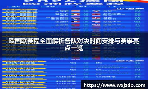 欧国联赛程全面解析各队对决时间安排与赛事亮点一览